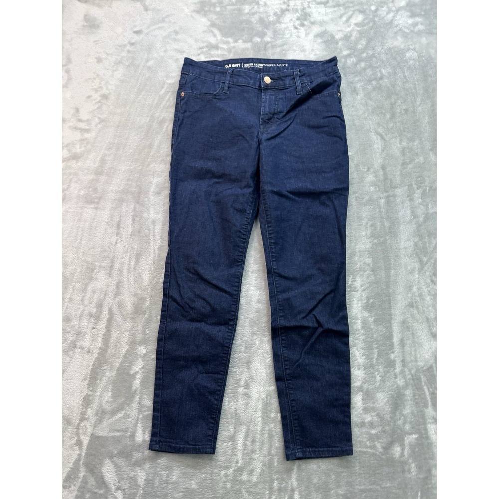 Old Navy Jeans Womens Sz 6 Short Dark Blue Super Skinny Stretch Mid Rise Crop